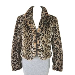 Allen B | Faux Fur Cropped Leopard Jacket